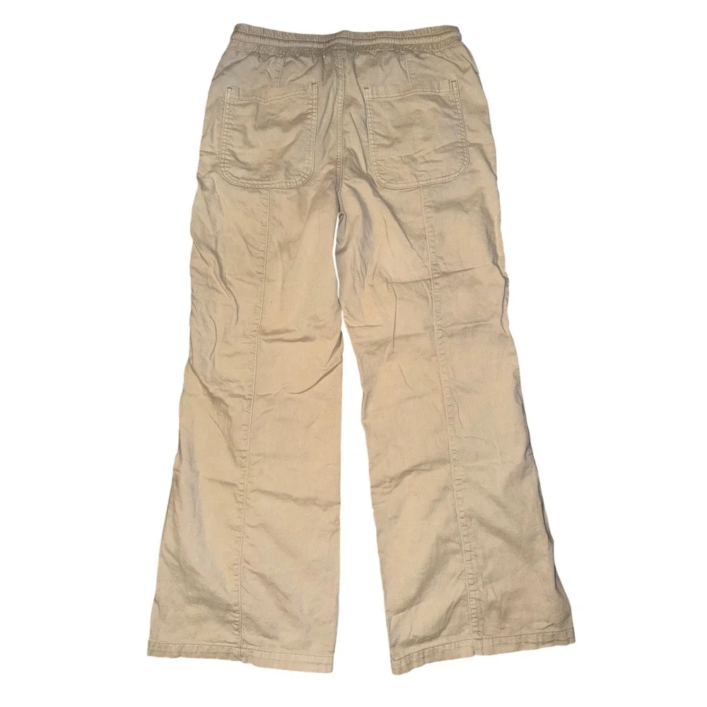 We The Free Free People Beige Cotton‎ Wide Leg Utility Pants Drawstring Large H1